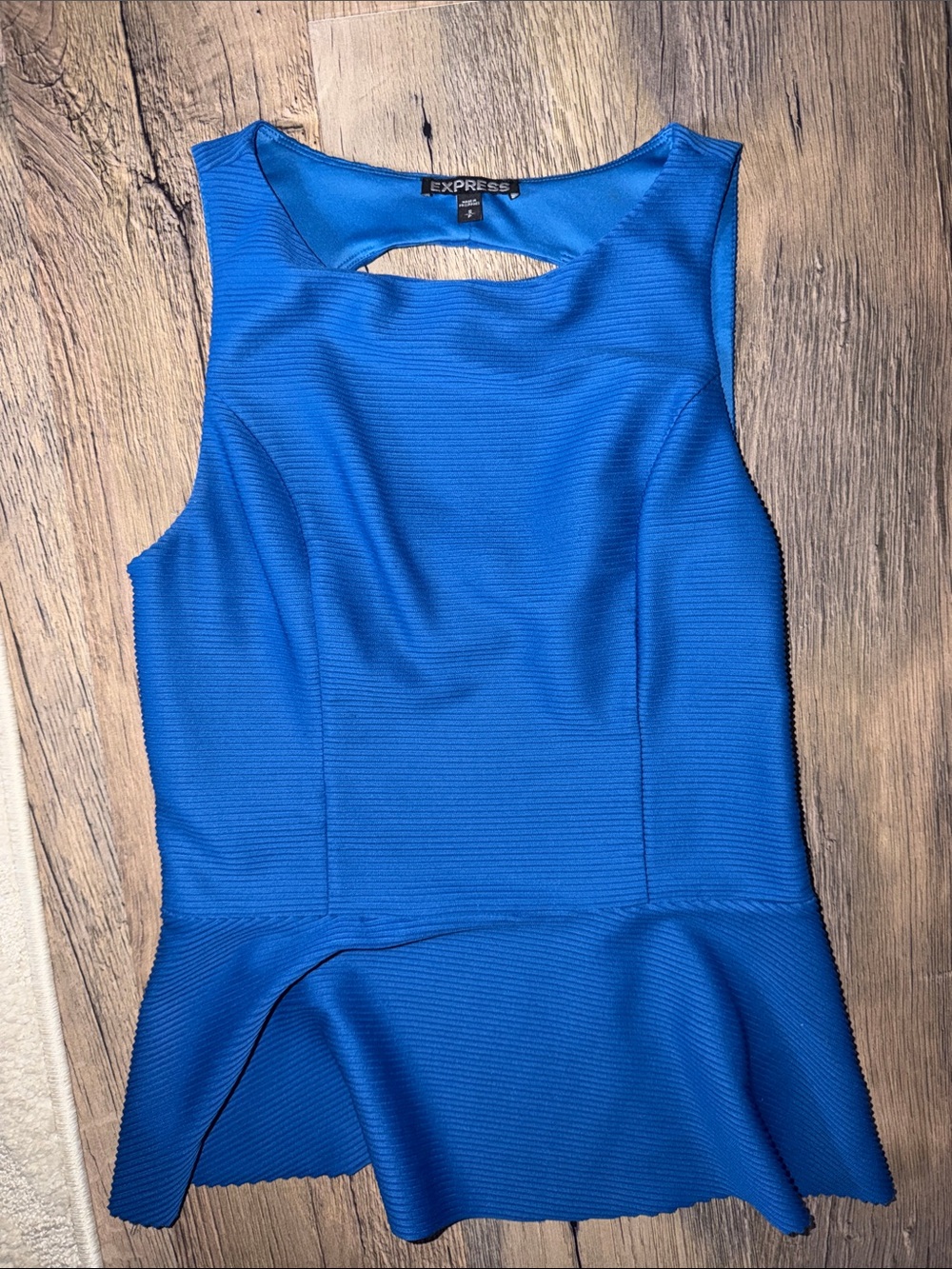 Express Cobalt Blue Peplum Sleeveless Top